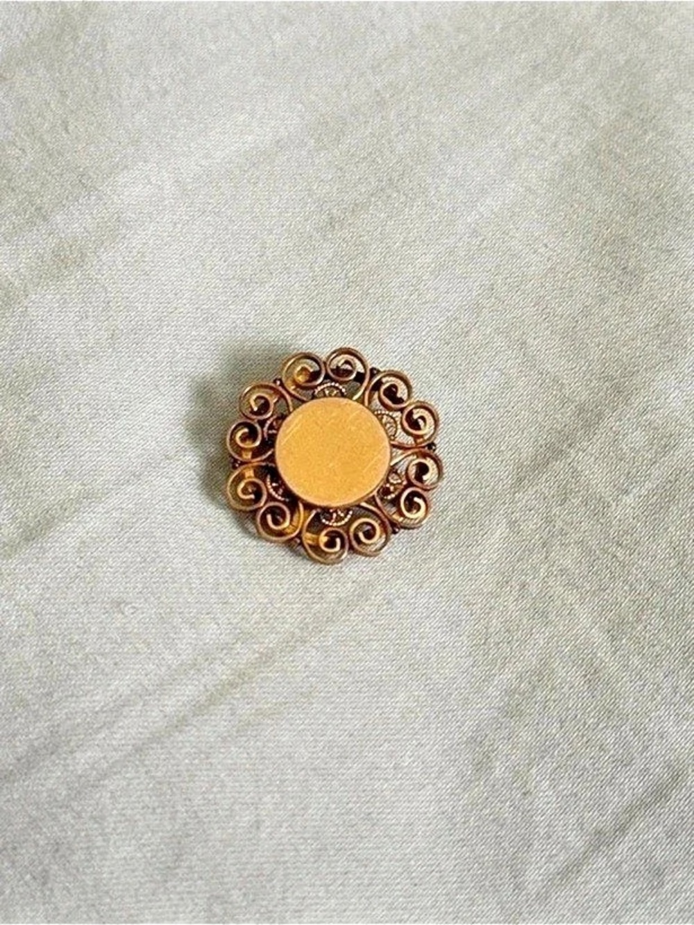 Vintage mid-century Ornate Gold-Tone Geometric Brooch